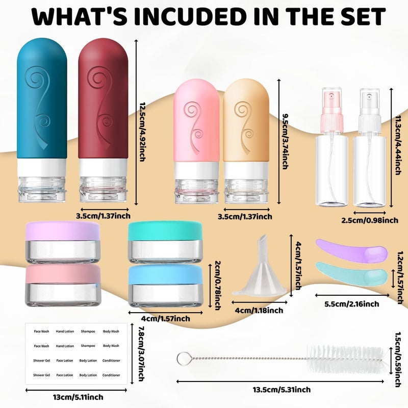 vodvob 16 Pack Travel Bottles Set for Toiletries, TSA Approved Travel Containers Leak Proof Silicone Squeezable Travel Accessories 2oz 3oz for Shampoo Conditioner Lotion Body Wash (BPA Free) (Multicolored) - Image 3